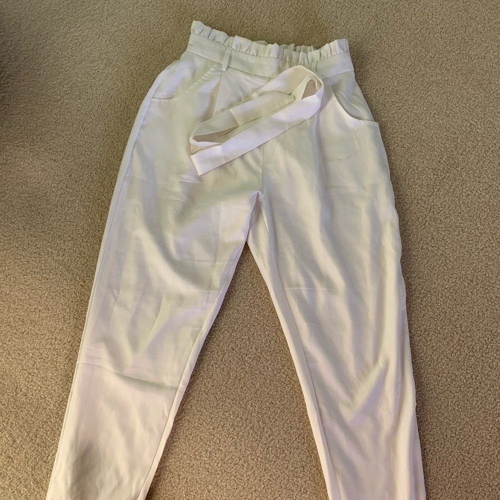 White Dress Pants with Tie